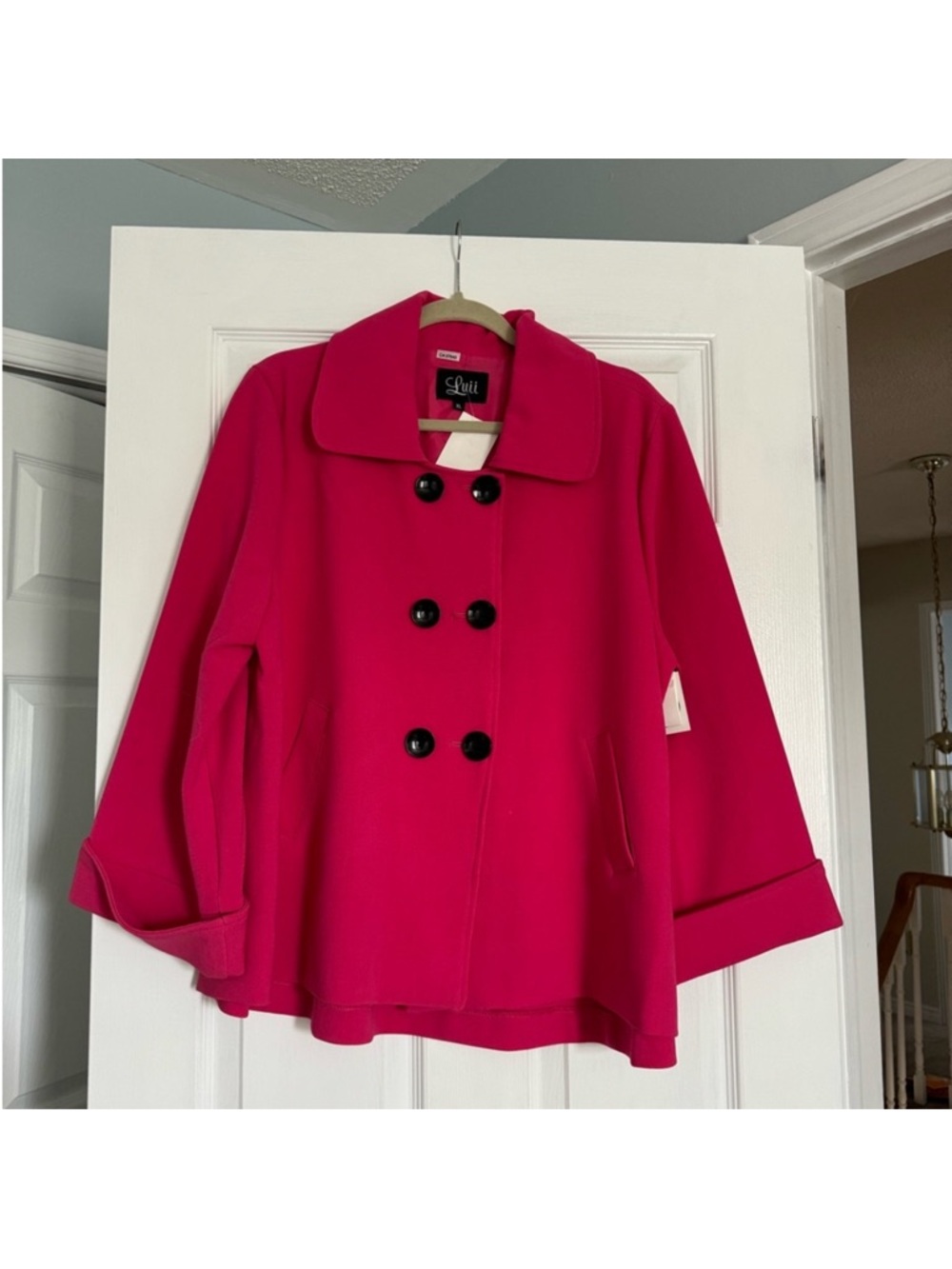 Luii Hot Pink Double-Breasted Pea Coat
